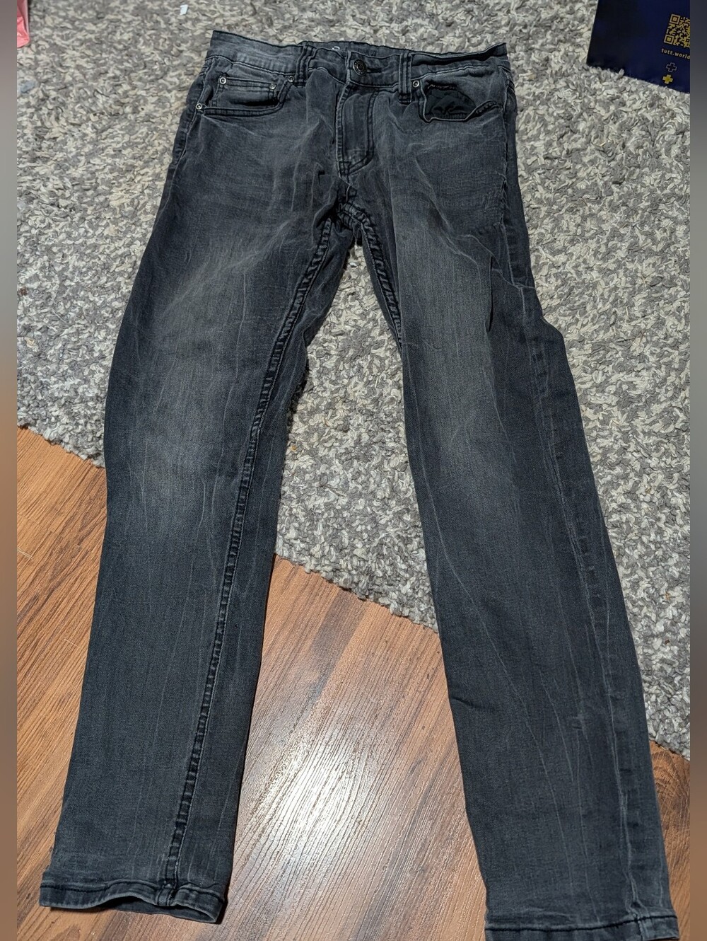 UH Denim Men's Black Washed Jeans - Classic Straight Fit